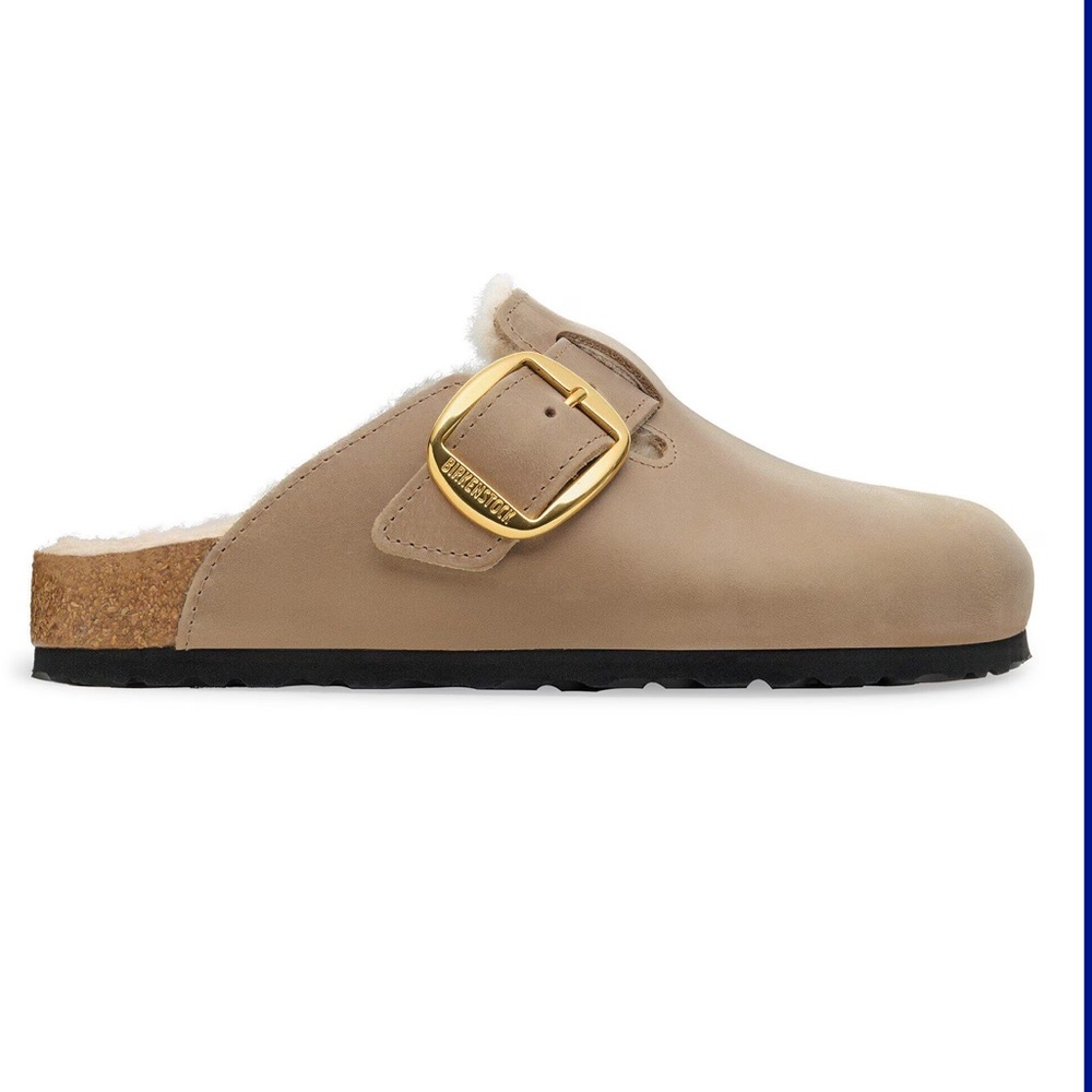 NEW Birkenstock Boston Big Buckle Shearling in Tobacco Brown - Picture 4 of 11